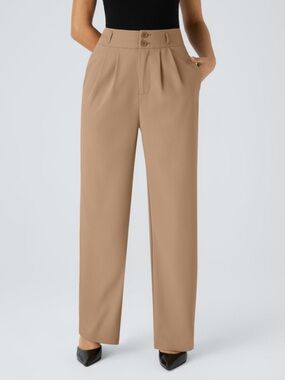 HALARA Flex NWT High Waisted Zipper Pocket Shirred Straight Leg Work Pants Sz S